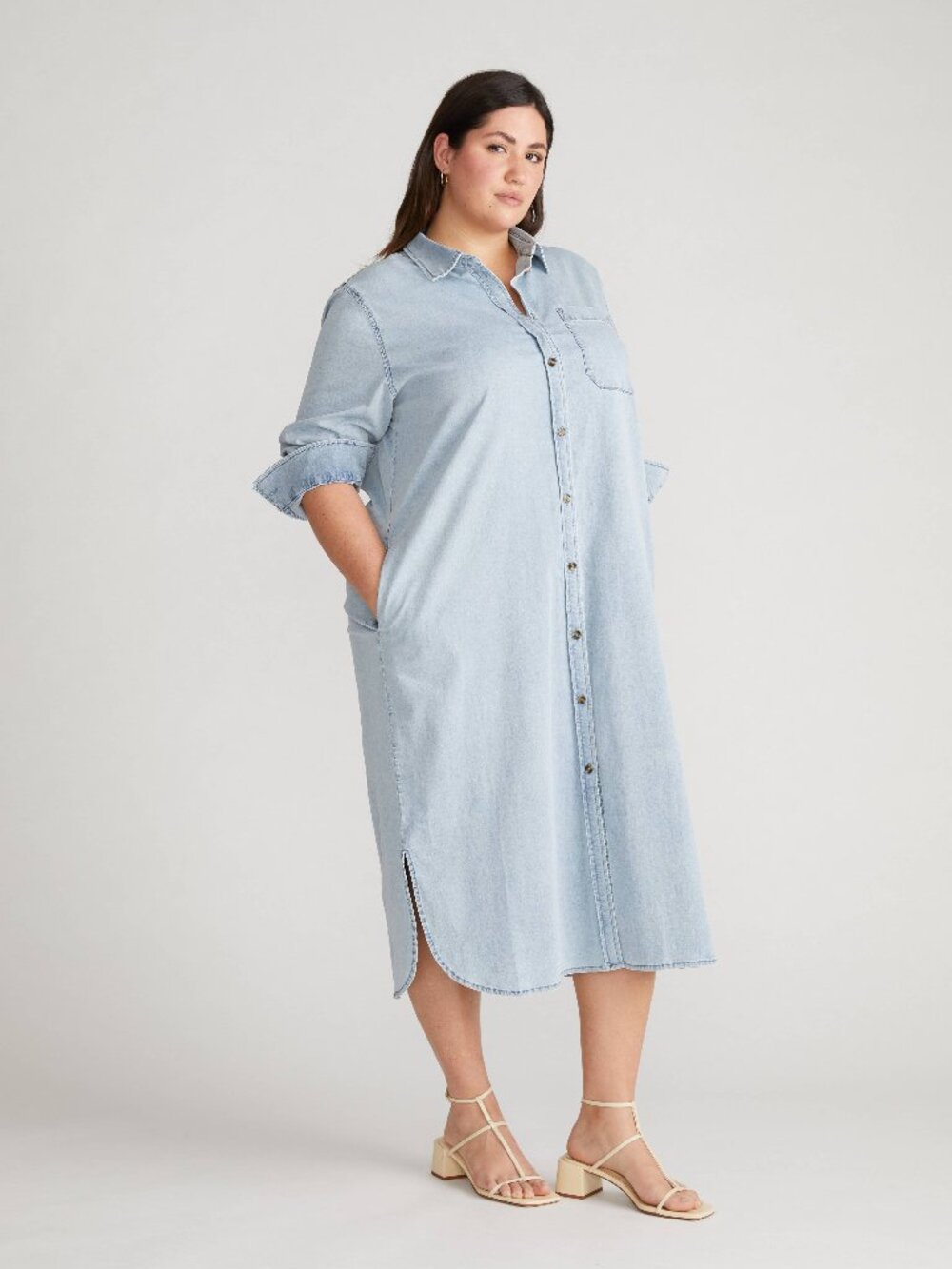 Odeon Stretch Cotton Chambray Shirtdress - Heritage Blue